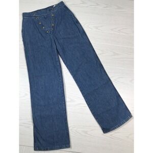 Vintage 70s Landlubber Jeans Women 7/8 Blue Hey Sailor High Rise Button Snap New